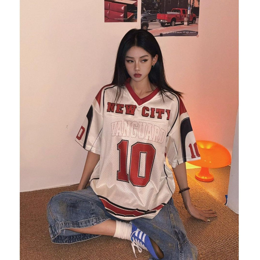 ユニセックス ナンバー入りメッシュフットボールTシャツ スタイル5